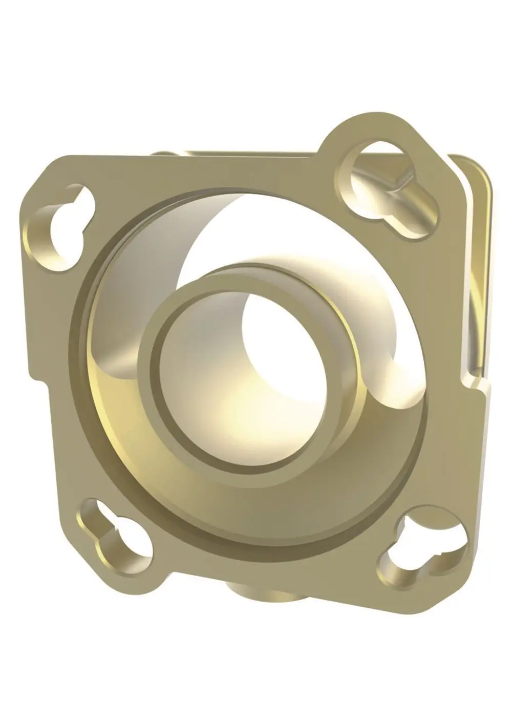 JUDO Adapter mit quadratischem Gehäuse und tulpensförmiger Öffnung. Entworfen für eine Verbindung, bietet mehrere Montagebohrungen für Stabilität.